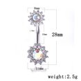 thumbnail image 2 of 14G Double Round Cubic Zircon Filigree Opal Center 316L Surgical Steel Belly Button Rings Navel Rings Belly Piercing, 2 of 5