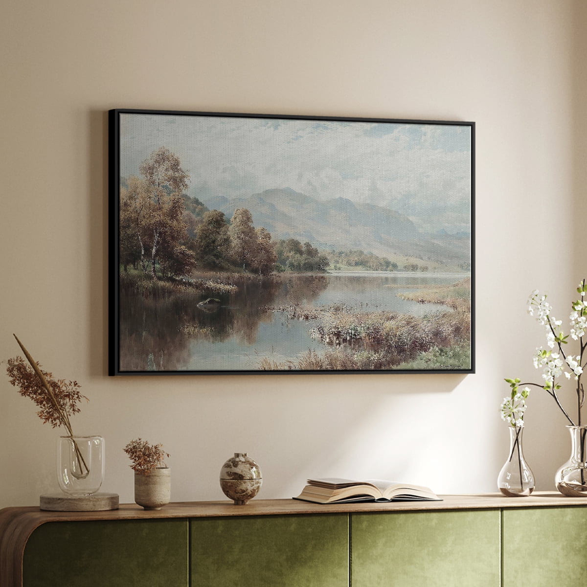 Vintage Landscape-XXIV By Wexford Home Framed in Black Wood Gallery Wrapped Canvas 27 in. x 41 in.