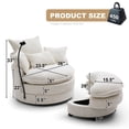 thumbnail image 3 of BUIORD 36"W Swivel Barrel Chair Set, Upholstered Accent Chair with Storage Ottoman, 360° Swivel Chair for Living Room Bedroom, Beige, 3 of 8