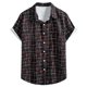 thumbnail image 1 of Camisas Para Hombre Camiseta con botones de solapa para hombre, estampado hawaiano, playera de manga corta, camisa estampada informal a la moda (Black, XXL), 1 of 7