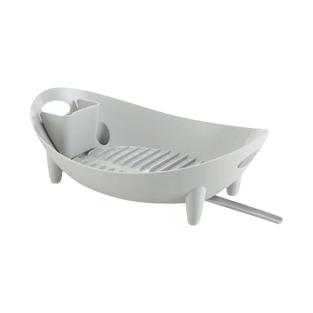 zhangmingg Large Oval Dish Drying Rack with Integrated Silverware Holder and Utensil Storage Organizer for Spacious Kitchen Countertops