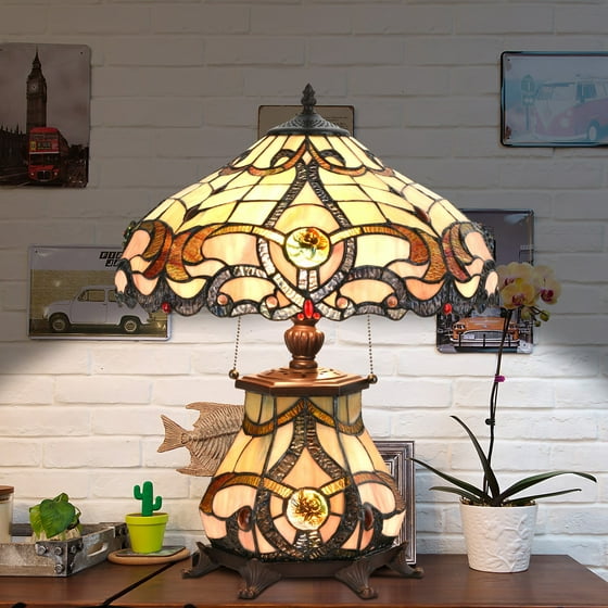 Cloud Mountain Tiffany Style Table Lamp Victorian Jeweled ...