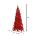 thumbnail image 2 of Vickerman 7.5' Tinsel Red Fir Slim Artificial Christmas Tree, Unlit - Faux Red Christmas Tree - Seasonal Indoor Home Decor, 2 of 4