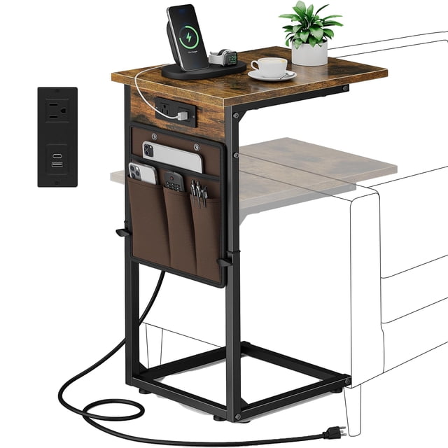 Mesa auxiliar en forma de C Vagusicc de altura ajustable con carga