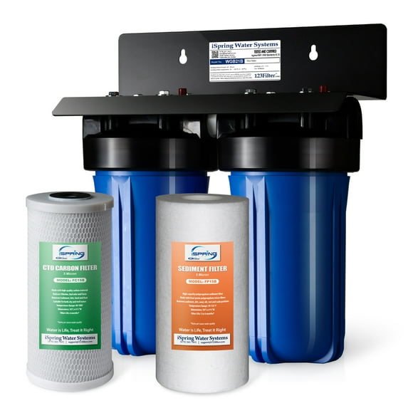iSpring WGB21B 2-Stage Whole House Water, 4.5"X10", 1" Ports, 1-Set Filter Cartridge Included
