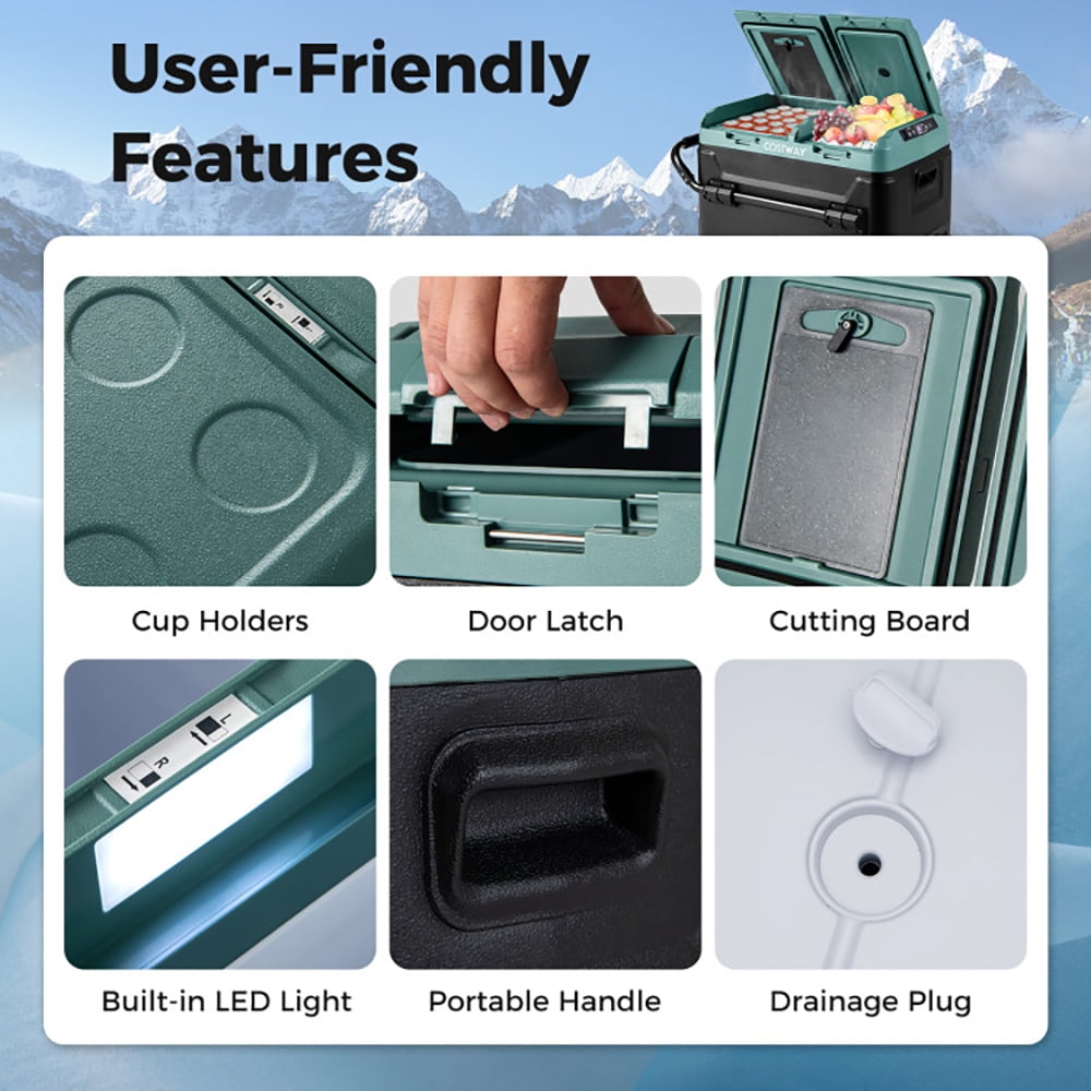 Aimee Lii Dual Zone 12V Car Refrigerator for Vehicles Camping Travel Truck RV Boat Outdoor and Home Use, Portable Water Cooler, Green Aimee Lii Dual Zone 12V Car Refrigerator for Vehicles Camping Travel Truck RV Boat Outdoor and Home Use, Portable Water Cooler, Green