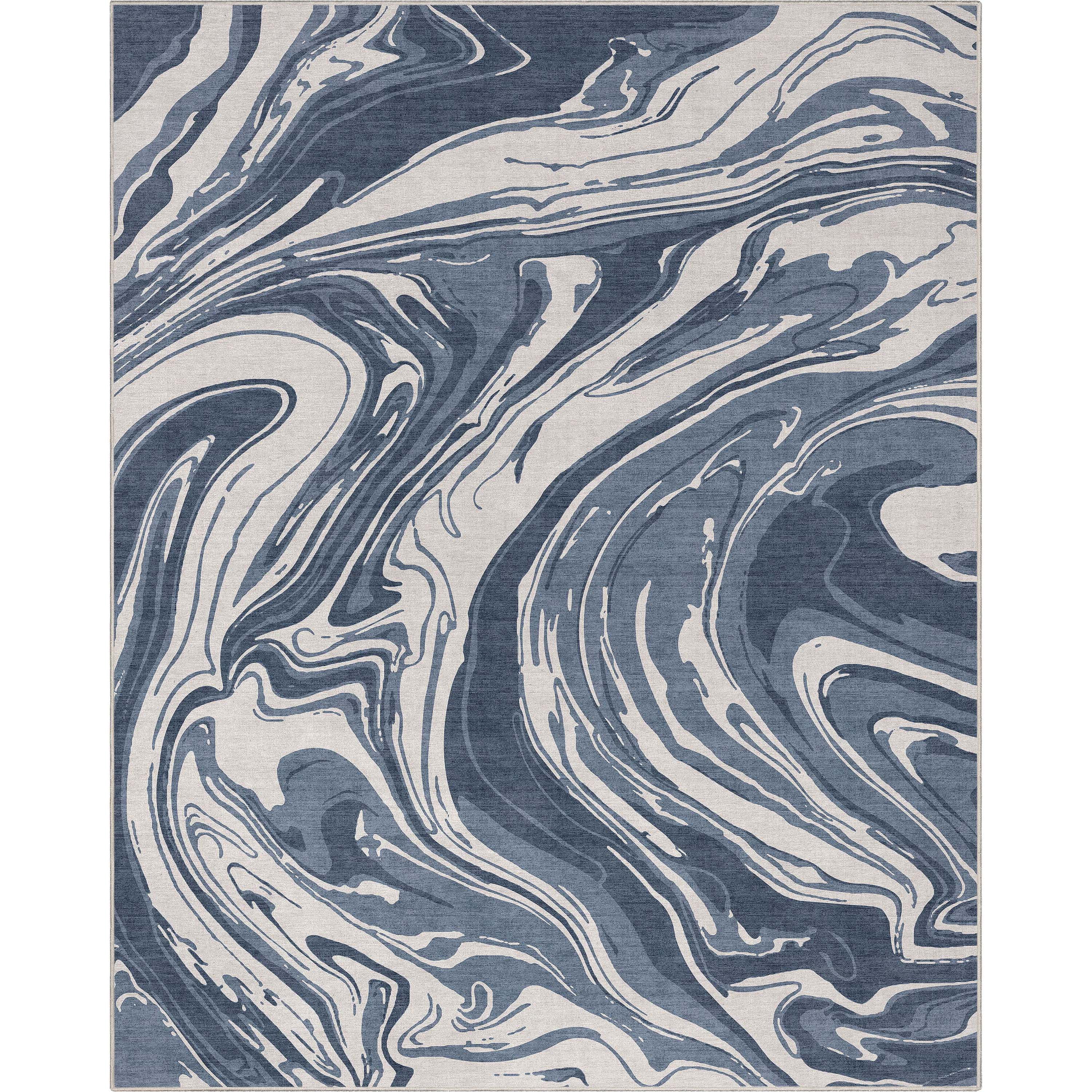 Well Woven Abstract Harmony Modern Stripes Pattern Blue Flat-Weave Easy to Clean 7'7" x 9'10" Area Rug