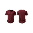 thumbnail image 5 of nvzhuang Men Casual Shirt, Short Sleeve Round Neck Buttons Solid Loose Party Street Summer Tops, 5 of 5