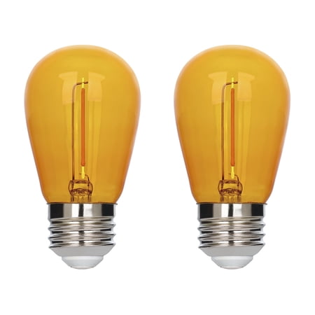 Westinghouse 2 Watt (40 Watt Equivalent) Yellow S14 Omni Filament LED Light Bulb Medium (E26) Base, 2-Pack