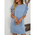 thumbnail image 4 of Yesfashion Women's Mid-Length Dress Twist Stripes Ruffled Short Sleeves Round Neck Dress, 4 of 9