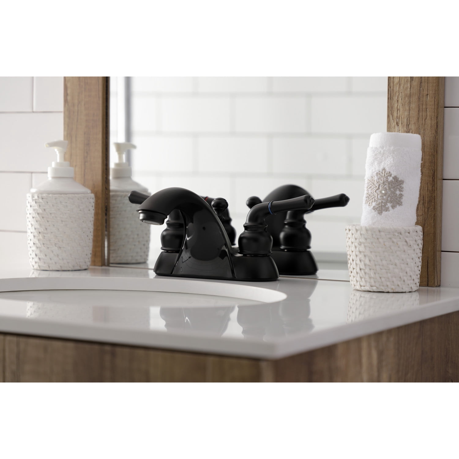 Kingston Brass KB2620B Naples 4 in. Centerset Bathroom Faucet, Matte Black