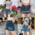 thumbnail image 5 of Valcatch Womens Girls Casual Buckled Belt High Waist Retro Straight Denim Short Skirt, 5 of 5