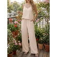thumbnail image 3 of Cueply Lounge Sets for Women Summer 2 Piece Outfits Casual Tops Elastic Wide Leg Pants with Pockets, 3 of 8