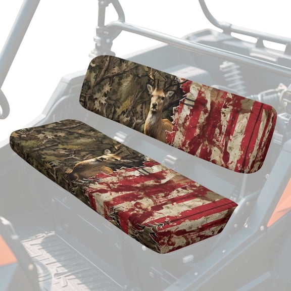 XYZCANDO Deer UTV Seat Covers for Kawasaki Mule 4000 4010 Hunting Forest Set of 2 Replacement UTV Seats Accessories Easy-Clean Front Seat Back & Seats Bottom Cover Washable