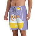 thumbnail image 2 of Bixox Men's Corgi Washing in Bathtub printing Casual Classic Fit Short Summer Beach Shorts, 2 of 6