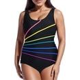 thumbnail image 1 of Ketyyh-chn99 Womens Swimsuits Tankini Swimming Shorts Tops Women's Tummy Control Swimsuit One Piece Full Coverage Plus Size Bathing Suit Retro Ruffle Swimwear Black,2XL, 1 of 4