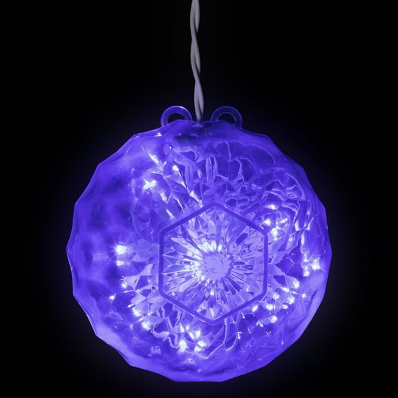 Northlight 6" LED Hanging Crystal Sphere Ball Outdoor Decoration - Blue