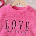 thumbnail image 6 of Gaexia Girls Shirts Size 14-16 Toddler Girls Long Sleeve Kids Plush Warm Letter Prints T Shirt Pullover Tops Hot Pink, 6-7 Years, 6 of 8