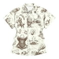 thumbnail image 2 of Men Button Up Shirt Vintage Western Style Print Thin Breathable Shirt Turndown Collar Short Sleeve Relaxed Fit Shirts for Men, 2 of 3