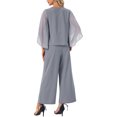 thumbnail image 3 of INSPIRE CHIC Women's Halloween Dressy Pantsuits Rhinestone Trim Chiffon 2-Piece Set Grey XL, 3 of 6