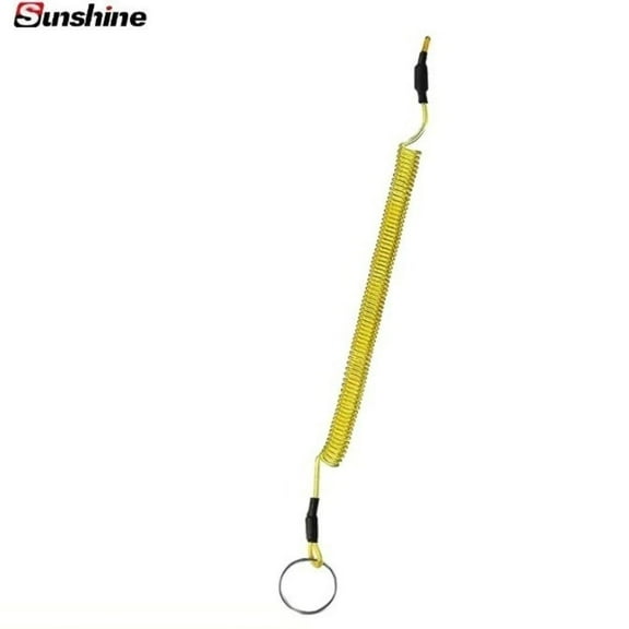 Top Plastic Hiking Camping Secure Lock Tackle Portable Outdoor Spring Elastic Rope Phone Keychain Retractable Tether Fishing Lanyards YELLOW
