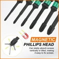 thumbnail image 4 of 2pcs #1 Impact Phillips Screwdriver Bit PH1 1/4" Hex Shank 8" (200mm) Long 0.1" Rod Magnetic Cross Head Drill Bits S2 Steel Industrial Screw Driver for Impact Power Drivers, 4 of 7
