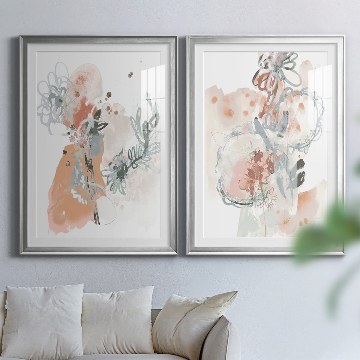 Wexford Home Petal Drift I Premium Framed Print, 22.5" x 30.5" - Ready to Hang, Silver (Set of 2)