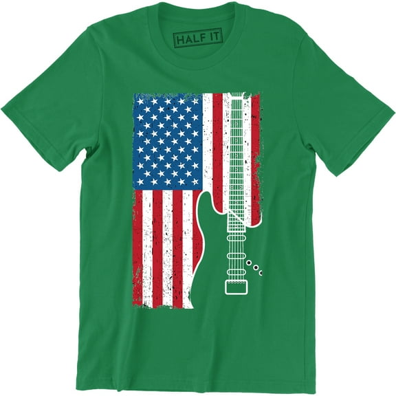 Guitar American Flag USA Patriotic Guitarist Music Lover Men's T-Shirt