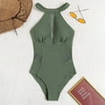 thumbnail image 4 of Ribbed One Piece Swimsuits for Women Tie Side High Cut Bathing Suits, 4 of 7