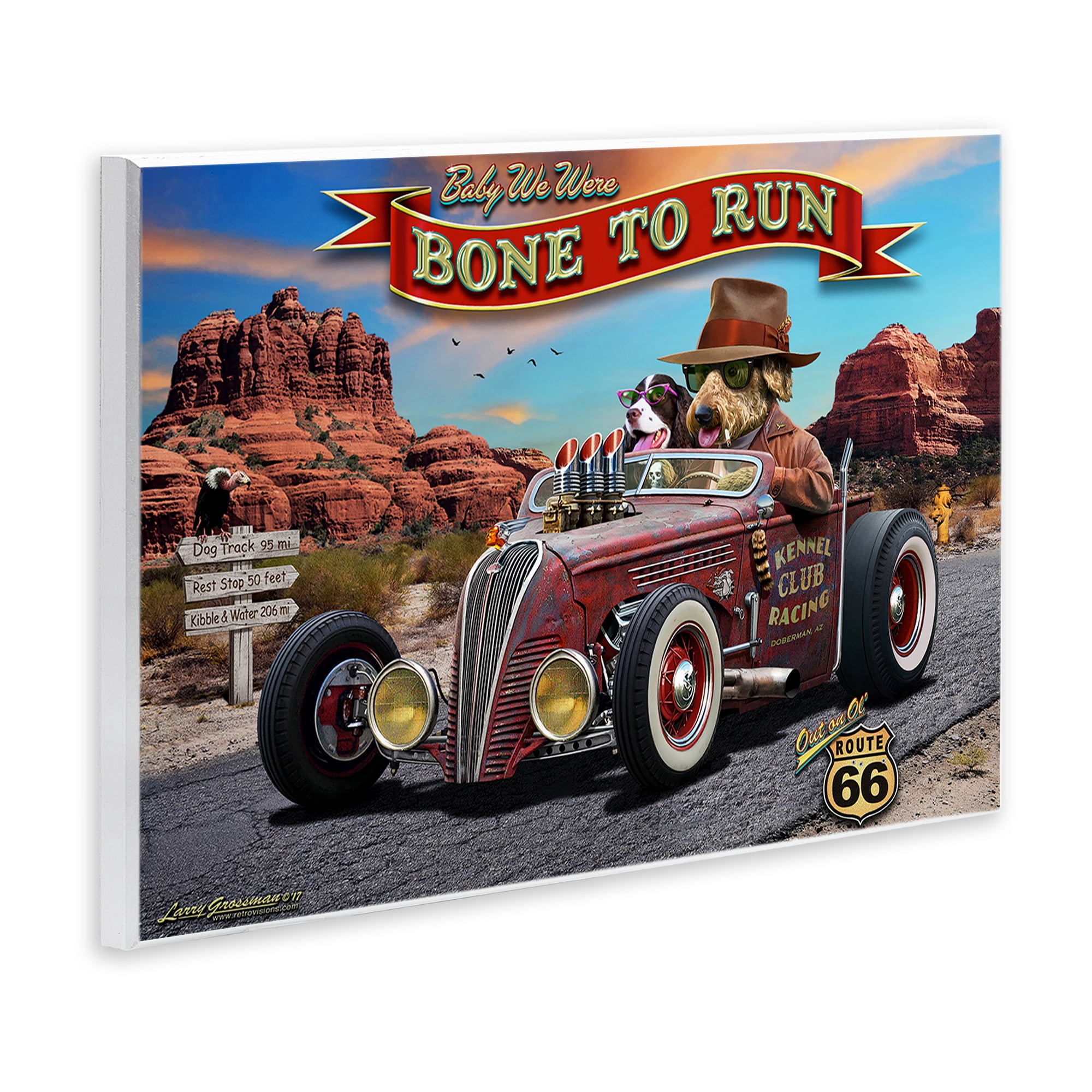 Stupell Industries Bone to Run Dogs Transportation Painting Unframed Art Print Wall Art, 19 x 13