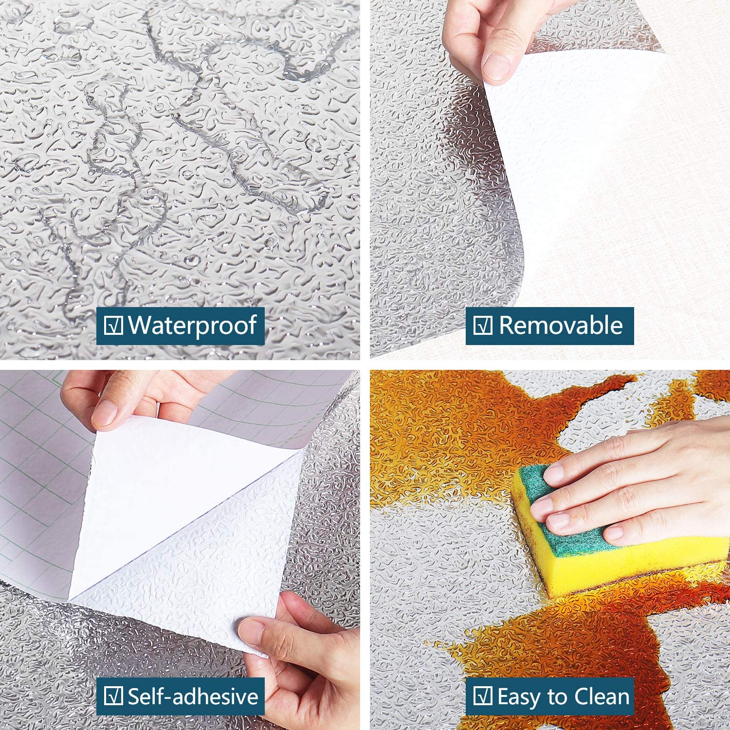 VEELIKE 15.7''x354'' Peel and Stick Wallpaper Aluminum Foil Kitchen Backsplash Wallpaper Self Adhesive Oil-Proof Heat Resistant Countertop Sticker for Drawer Liner Shelf Liner Wall Covering