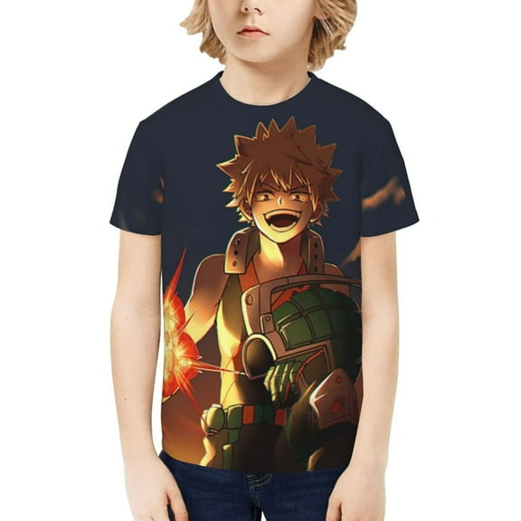 My Hero Academia Bakugo Katsuki Kids T-Shirt 3d Printed Graphic T-Shirts Boys And Girls Short Sleeve Shirts For Youth Kids X-Small