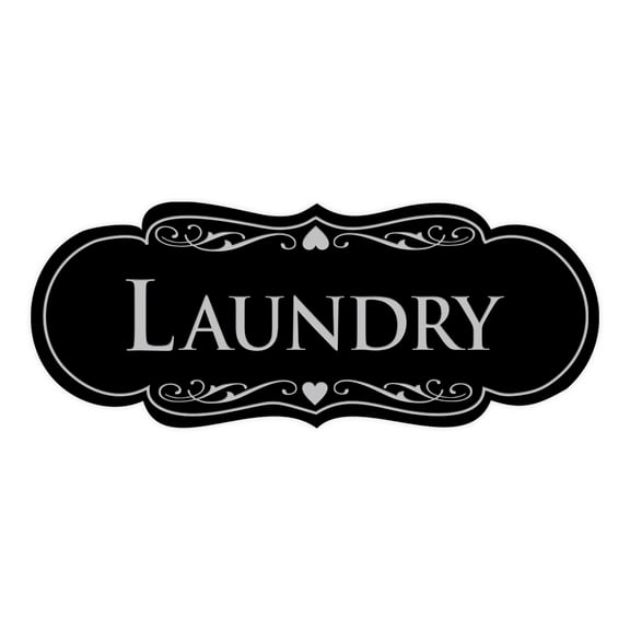 Designer Laundry Sign (Black/Silver) - Large 3.5 x 9"