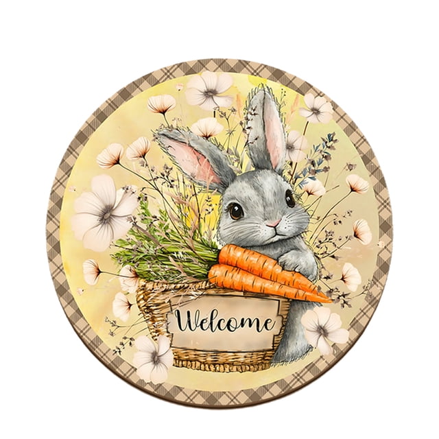 Easter Bunny Wooden Coaster Set, 4 Pack Heat Resistant Cup Mats for Coffee Tea Mugs, Cute Rabbit Table Protector for Dining Table Desk Countertop, Splinter Free Solid Woo