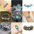 thumbnail image 2 of QQTDFG Women 925 Silver Tibetan Turquoise Open Bangle Cuff Bracelet Wedding Jewelry-#8, 2 of 9