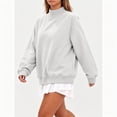 thumbnail image 7 of HOMBOM Womens Fall Winter Oversized Plain Sweatshirt Raglan Mock Neck Pullover Ribbed Hem Long Sleeve Soft Tops, 7 of 7
