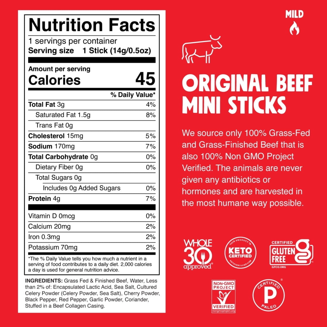 Chomplings Original Beef Mini Jerky Meat Sticks, 4g of Protein (6 Count) - 3 Pack