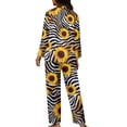 thumbnail image 5 of Kuiaobaty Sunflower Print 2 Pieces Sleepwear Set Zebra Stripe Design Women's Pajamas Set Long Sleeve Tee Shirts Tops and Long Pants 2 Pack Loungewear Set Pajamas Sleepwear, 2XL, 5 of 7