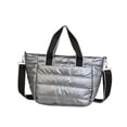 thumbnail image 4 of Bolso bandolera acolchado de algodón, elegante bolso de mano para mujer, ideal para viajes, fiestas y trabajo. Gris, 4 of 8