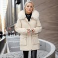 thumbnail image 1 of Chaqueta de algodón para mujer, de largo medio, más chaqueta de algodón aterciopelada, cintura suelta, chaqueta de algodón hacia abajo, 1 of 5