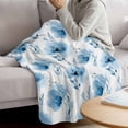 thumbnail image 3 of Blue Flowers Blanket Soft Cozy Warm Throw Blanket for Couch, Plush Fuzzy Flannel Fleece Blankets for Sofa, Country Pastoral Floral Spring Bed Blankets Lightweight Gifts for Women, 30"x40", 3 of 9