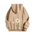 thumbnail image 4 of Olyvenn Womens Graphic Hoodies Cute Flower Print Long Sleeve Hooded Preppy Y2k Aesthetic Sweatshirts Fall Oversized Pullover Khaki S, 4 of 5