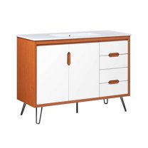 Sink Vanity Cabinet, Cherry White, Wood, Mid Century Hotel Bedroom Bathroom, Modern Contemporary HB34099