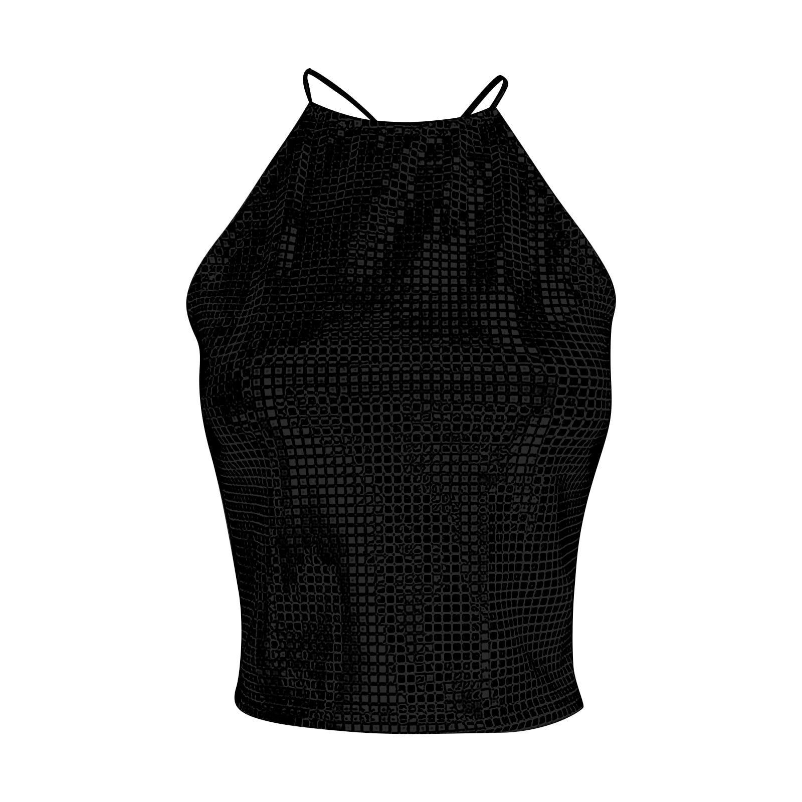 Aayomet Ladies Tops And Blouses Fashion Summer 2023 Women Women Top Shiny  Backless Casual Wear Women Top,Black M 