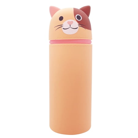 Pen + Gear Silicone Standing Pencil Pouch, Cat Pattern, Orange Color