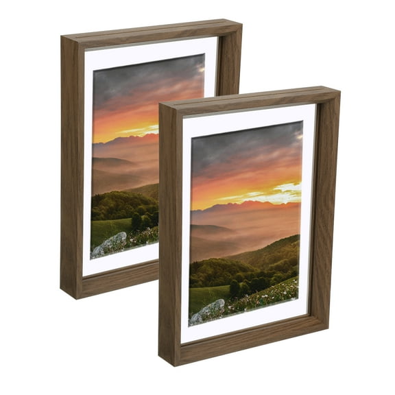 2Pcs Floating Frame, 12 x 8 Inch Natural Wood Picture Frames for Pressed Flowers