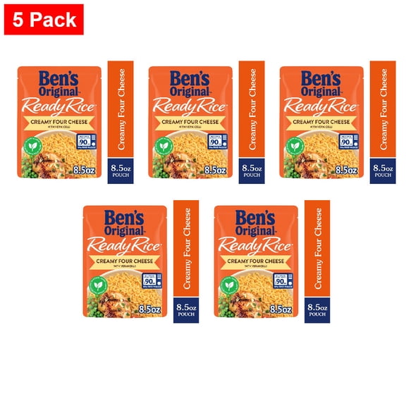 Bens Original Ready Rice Creamy Four Cheese Flavored Rice, Easy Dinner Side 8.5 oz - 5 Pack