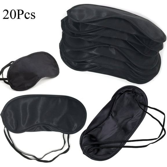 20 Pack Sleep Eye Covers Blindfold, Breathable Eye Masks with Nose Pad and Elastic Straps for Women Men Black
