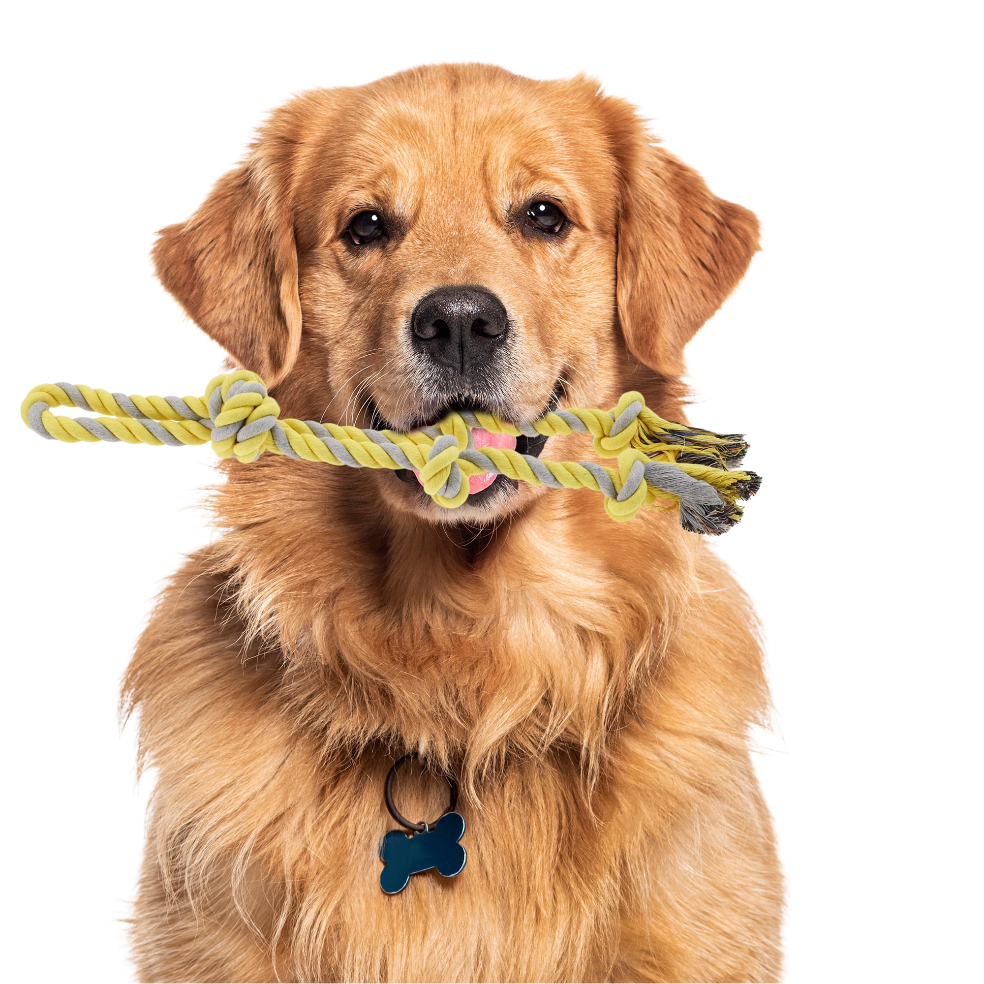 Unique Bargains Knots Shape Dog Chew Rope Durable Braided Cotton Teeth Cleaning Rope for Cats Dogs Rose Gray Yellow