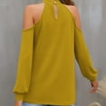 thumbnail image 4 of aidice Off the Shoulder Tops for Women Casual High Neck Long Sleeve Loose Keyhole Solid Color Shirts, 4 of 4